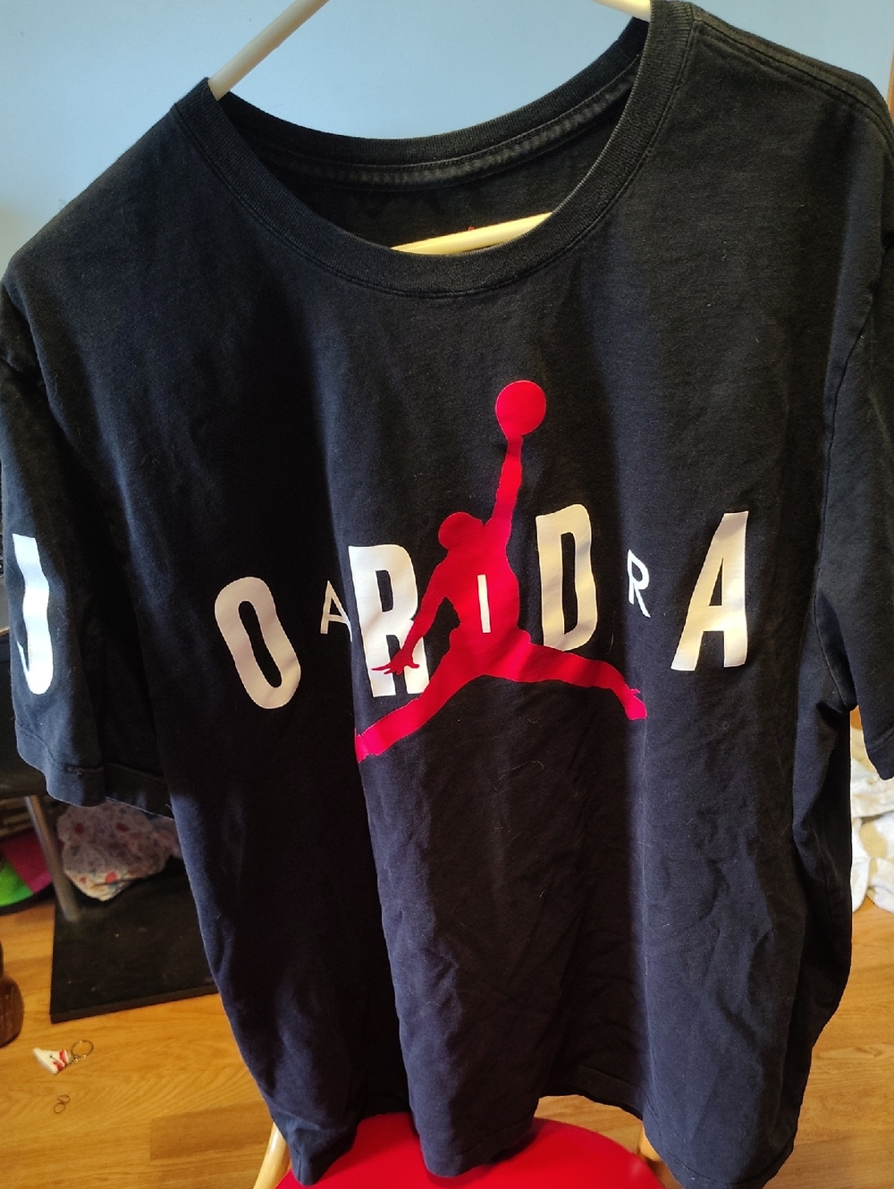 Jordan Black Tee with Red Jumpman and White Lettering